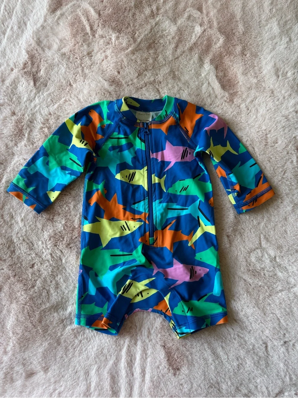 Hanna Andersson Long-sleeve Rashguard Swimsuit Size 3-6 months Shark Print